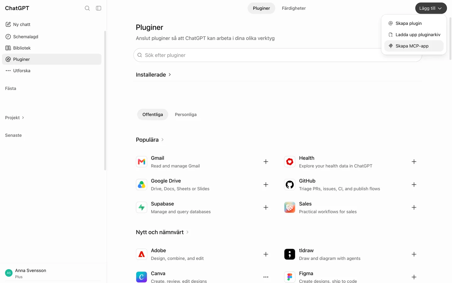 Klicka på Skapa MCP-app