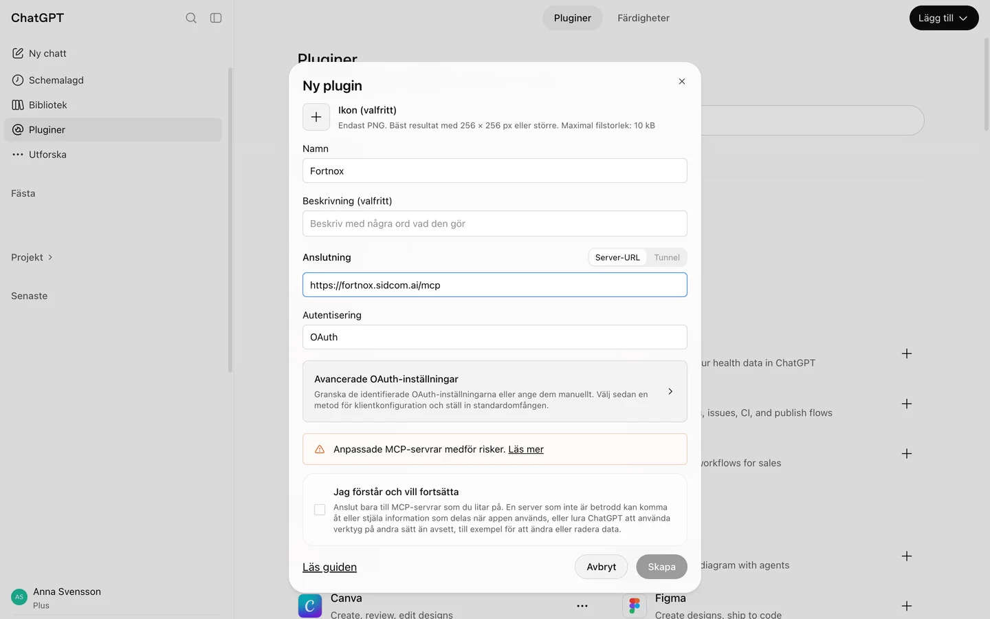 Klicka på OAuth