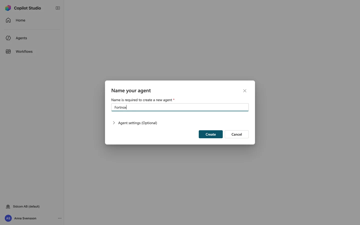Click Agent settings (Optional)
