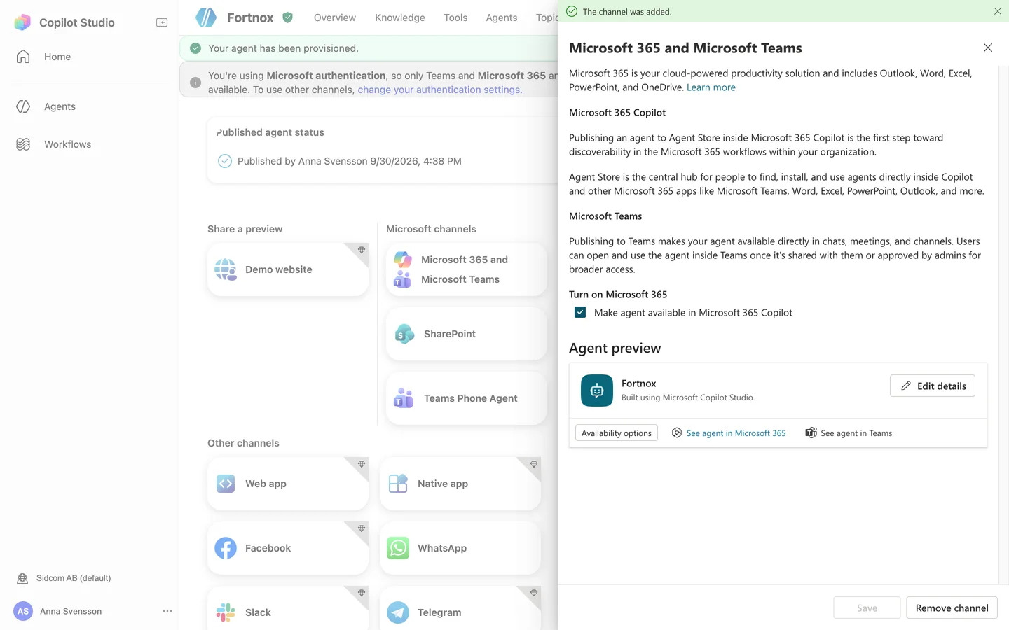 Click See agent in Microsoft 365