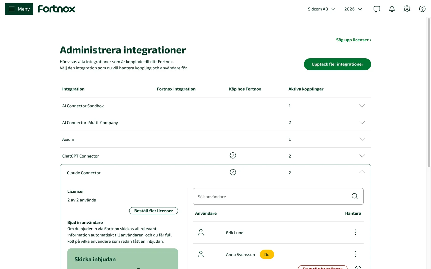 Click Beställ fler licenser