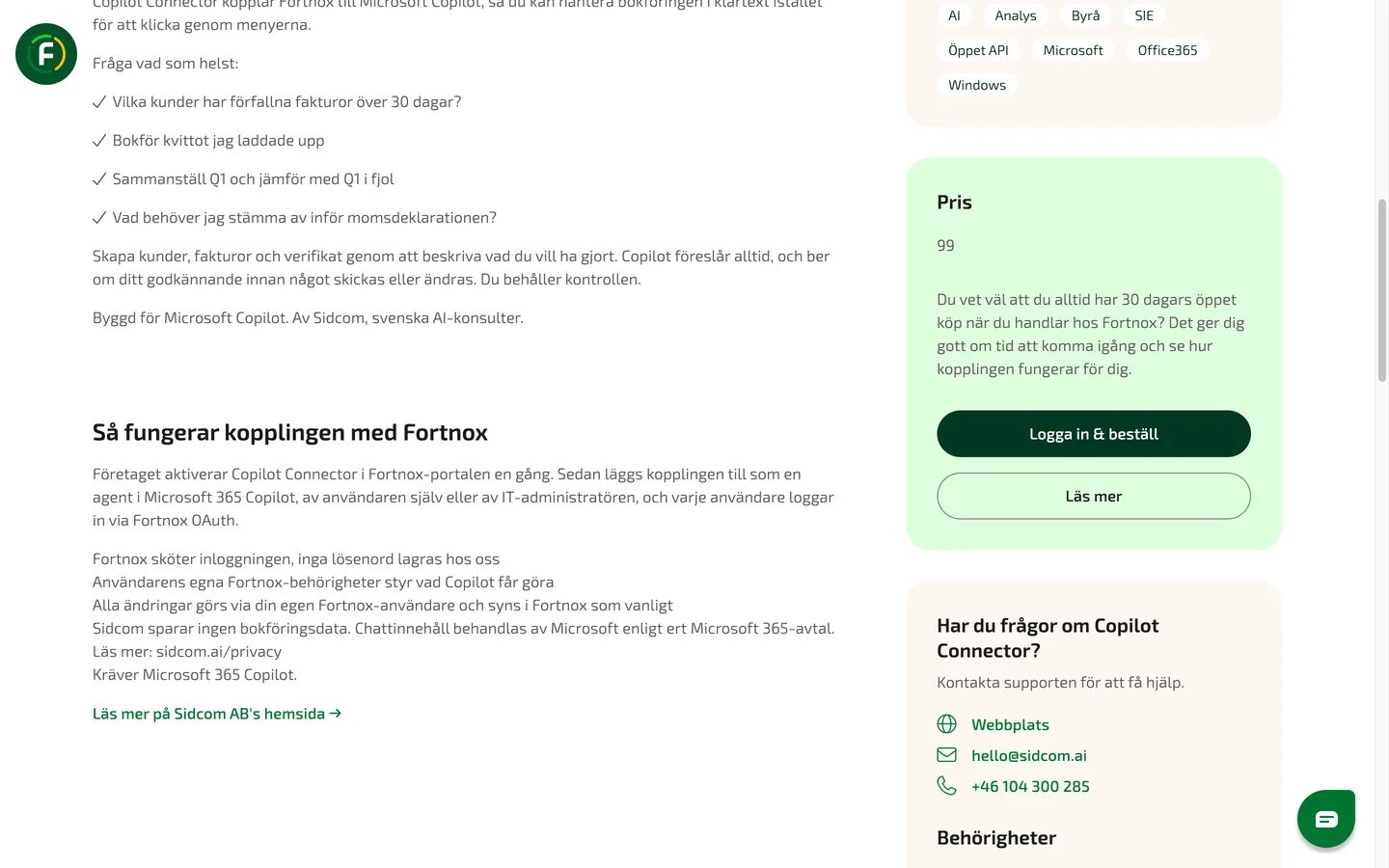 Click Logga in & beställ